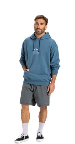 FELPA HERITAGE HOODIE REAL TEAL PETROLIO